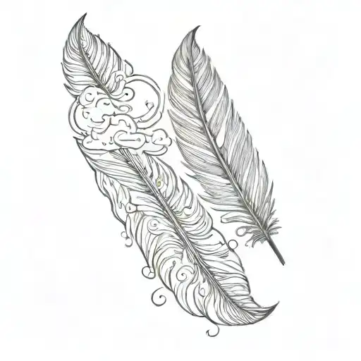 cloud and feather interlinked simple tattoo tattoo design idea