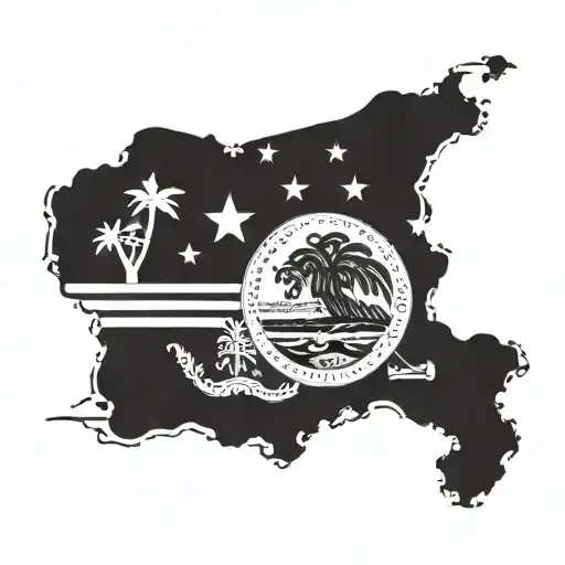 california and florida state flags merged together tattoo design idea