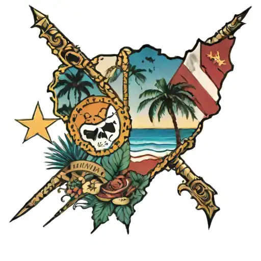 california and florida state flags merged together tattoo design idea
