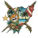 california and florida state flags merged together tattoo design idea