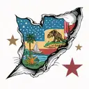 california and florida state flags merged together tattoo design idea