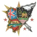 california and florida state flags merged together tattoo design idea