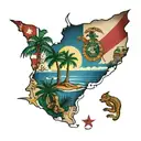 california and florida state flags merged together tattoo design idea