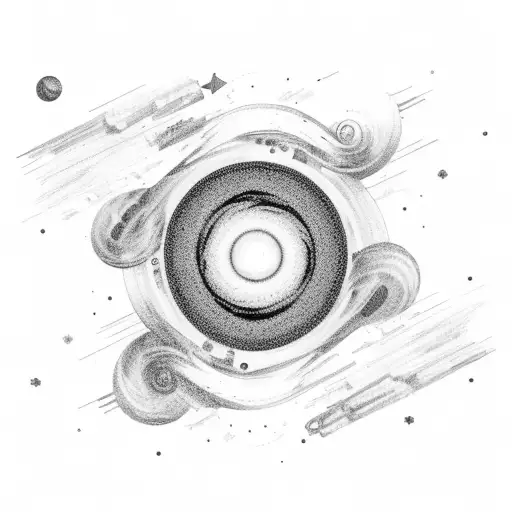 black hole with stars tattoo design idea