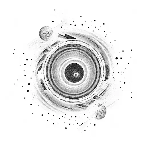 black hole with stars tattoo design idea