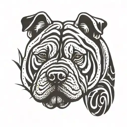 2 Sharpei dog heads looking in opposite directions tattoo design idea