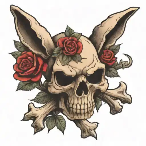 rabbit skeleton skull and crossbones tattoo design idea