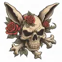 rabbit skeleton skull and crossbones tattoo design idea