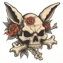 rabbit skeleton skull and crossbones tattoo design idea