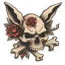 rabbit skeleton skull and crossbones tattoo design idea