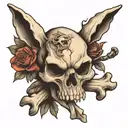 rabbit skeleton skull and crossbones tattoo design idea