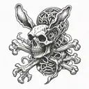 rabbit skeleton skull and crossbones tattoo design idea