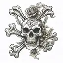 rabbit skeleton skull and crossbones tattoo design idea