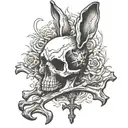 rabbit skeleton skull and crossbones tattoo design idea