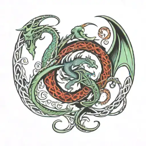 dragon Celtic with initials vl hidden within tattoo design idea