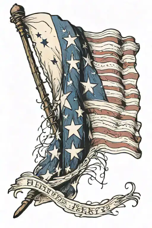 tattered Betsy Ross flag merged tattoo design idea