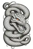 snake with horns and fangs tattoo design idea