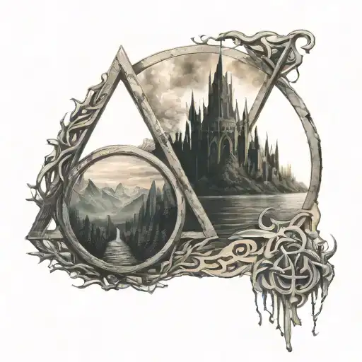 Deathly Hallows and Lord of the Rings tattoo design idea