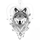 wolf humming bird heart  tattoo design idea