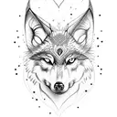 wolf humming bird heart  tattoo design idea