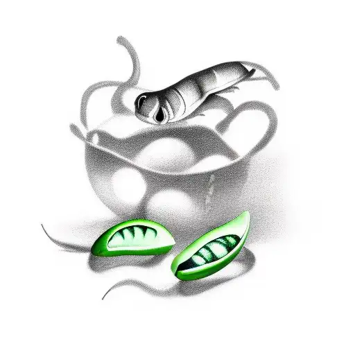  2 peapods, one open, one closed tattoo design idea