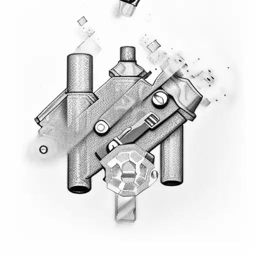 AR-15 belted ammo and Glocks create tattoo design idea