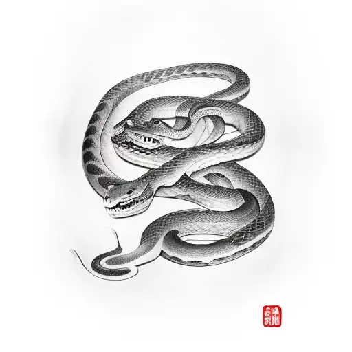 Snake wiggling around a sword tattoo design idea