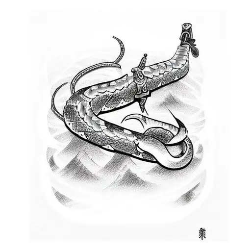 Sword wraped by a snake tattoo design idea
