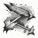 evening rain, arrow, plain tattoo design idea