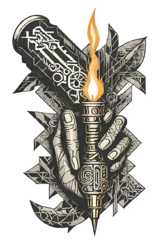female hand and tig torch tattoo design idea