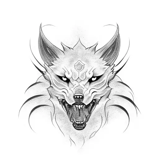 Fenrir head tattoo design idea