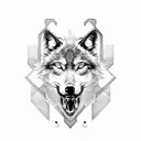 black wolf head with broken chains  tattoo design idea