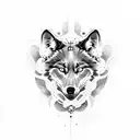 black wolf head with broken chains  tattoo design idea