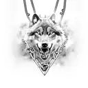 black wolf head with broken chains  tattoo design idea