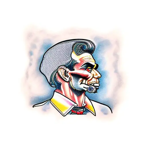 lincoln lowrider with smoking windows tattoo design idea