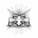 A dynamic dotwork design featuring a Formula 1 car in motion tattoo design idea