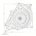 Fibonacci sequence inside a penrose triangle, outside of the triangle the fibonacci seqeunce developes in breaking wave tattoo design idea