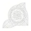 Fibonacci sequence inside a penrose triangle, outside of the triangle the fibonacci seqeunce developes in breaking wave tattoo design idea