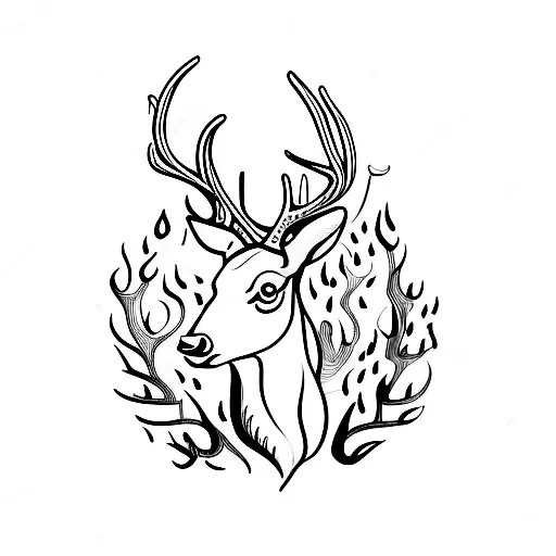 A minimalist tattoo of a deer with antlers made out of musical notes tattoo design idea