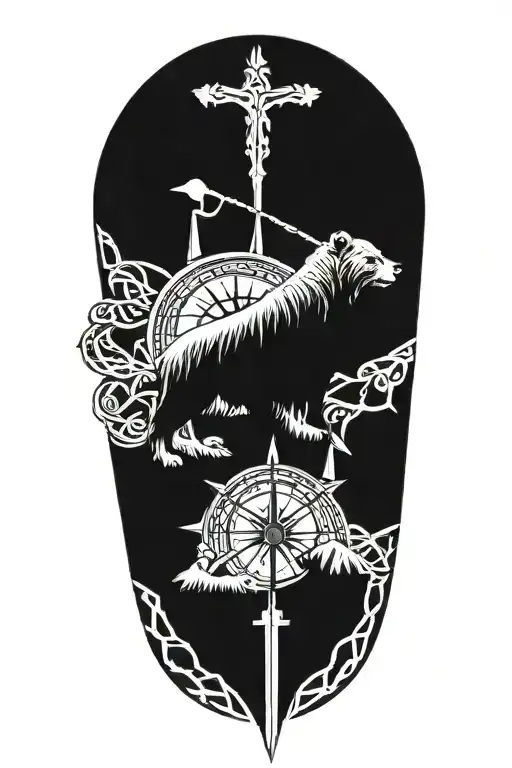 viking compass, thors hammer, and bear claw tattoo  tattoo design idea