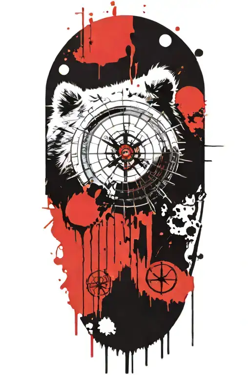 Viking compass with bear tattoo design idea