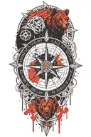 Viking compass with bear tattoo design idea