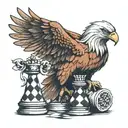 Eagle holding chess piece  tattoo design idea