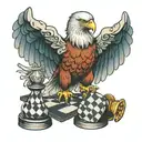 Eagle holding chess piece  tattoo design idea