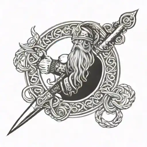viking odin hanging tattoo design idea