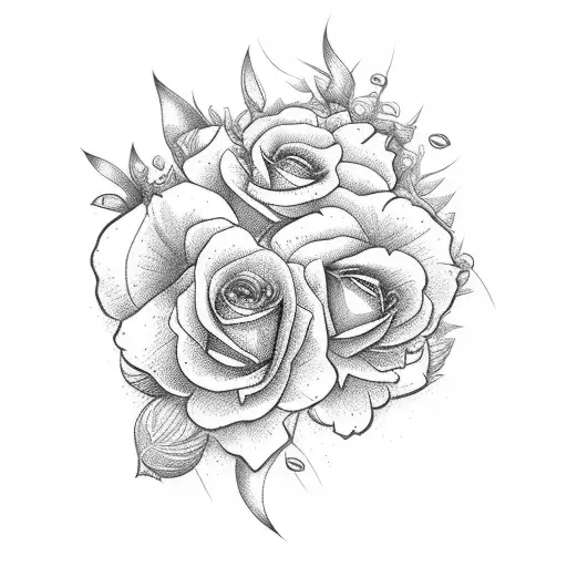 mulher com flores no cabelo tattoo design idea