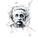 A sketch-style design of Einstein holding a planet in his hand tattoo design idea