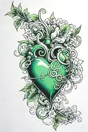 3 14 1991 green heart shape tattoo design idea