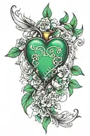 3 14 1991 green heart shape tattoo design idea