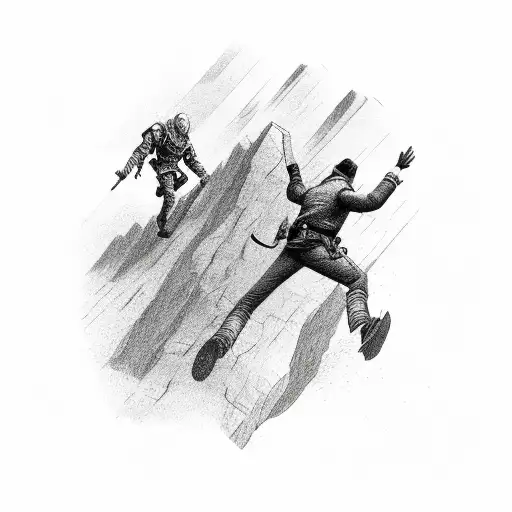 man leap of faith down a cliff tattoo design idea